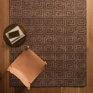 Jaipur Living Jaipur Harkness 18" Tufted Swatch - Handcrafted Wool-Viscose Greek Key Sample In Sophisticated Brown RSW105338