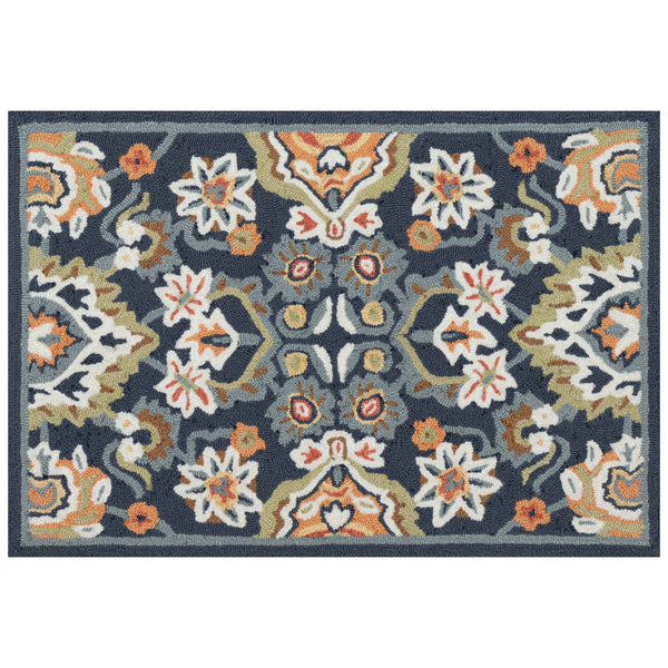 Trans Ocean Liora Manne Capri Petra Indoor/Outdoor Area Rug – Durable, Handmade, Traditional Persian Design Decor Navy Polyester,Acrylic Cap12175733