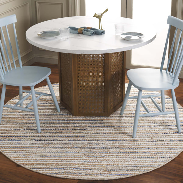 Safavieh Cape Stylish Handwoven Rug - Contemporary Design Meets Traditional Craftsmanship For Timeless Elegance Natural ,Light Blue 35% Jute,35% Canvas,30% Cotton Cap151l-6sq