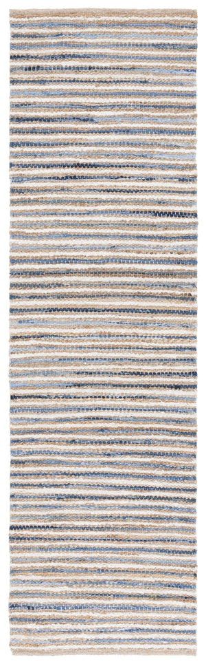 Safavieh Cape Stylish Handwoven Rug - Contemporary Design Meets Traditional Craftsmanship For Timeless Elegance Natural ,Blue 35% Jute,35% Canvas,30% Cotton Cap151m-8