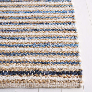 Safavieh Cape Stylish Handwoven Rug - Contemporary Design Meets Traditional Craftsmanship For Timeless Elegance Natural ,Blue 35% Jute,35% Canvas,30% Cotton Cap151m-8