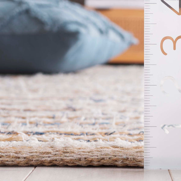 Safavieh Cape Stylish Handwoven Rug - Contemporary Design Meets Traditional Craftsmanship For Timeless Elegance Natural ,Blue 35% Jute,35% Canvas,30% Cotton Cap151m-8