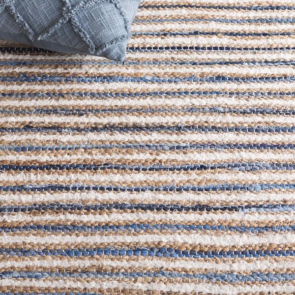 Safavieh Cape Stylish Handwoven Rug - Contemporary Design Meets Traditional Craftsmanship For Timeless Elegance Natural ,Blue 35% Jute,35% Canvas,30% Cotton Cap151m-8