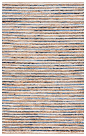 Safavieh Cape Stylish Handwoven Rug - Contemporary Design Meets Traditional Craftsmanship For Timeless Elegance Natural ,Blue 35% Jute,35% Canvas,30% Cotton Cap151m-8
