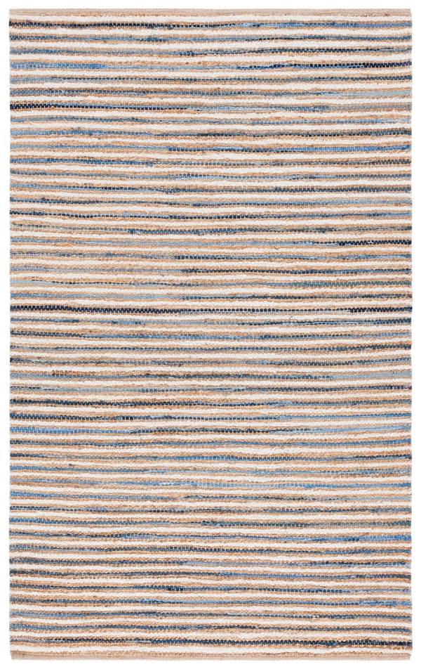Safavieh Cape Stylish Handwoven Rug - Contemporary Design Meets Traditional Craftsmanship For Timeless Elegance Natural ,Blue 35% Jute,35% Canvas,30% Cotton Cap151m-8