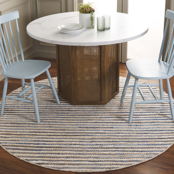 Safavieh Cape Stylish Handwoven Rug - Contemporary Design Meets Traditional Craftsmanship For Timeless Elegance Natural ,Blue 35% Jute,35% Canvas,30% Cotton Cap151m-8