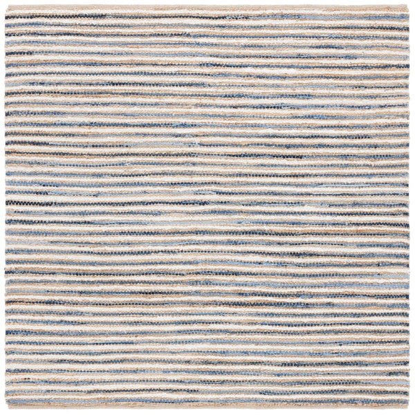 Safavieh Cape Stylish Handwoven Rug - Contemporary Design Meets Traditional Craftsmanship For Timeless Elegance Natural ,Blue 35% Jute,35% Canvas,30% Cotton Cap151m-8
