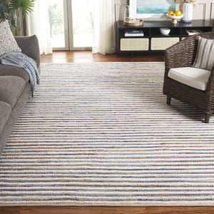 Safavieh Cape Stylish Handwoven Rug - Contemporary Design Meets Traditional Craftsmanship For Timeless Elegance Natural ,Blue 35% Jute,35% Canvas,30% Cotton Cap151m-8