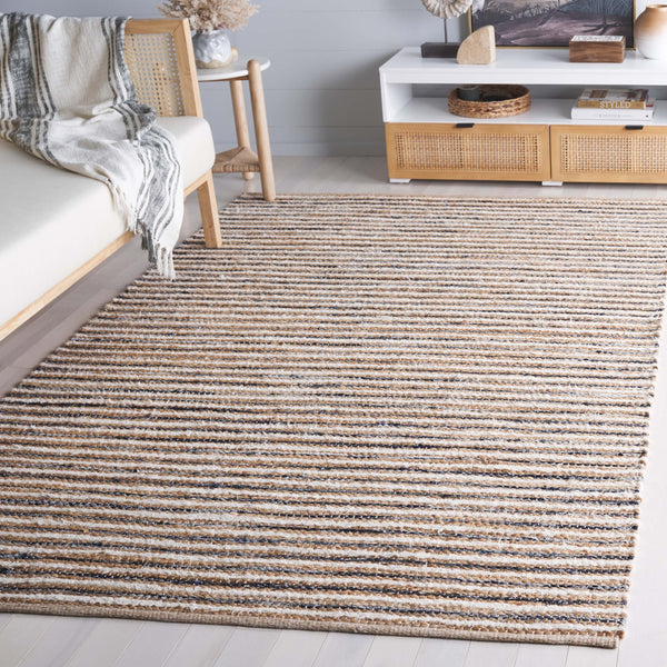Safavieh Cape Stylish Handwoven Rug - Contemporary Design Meets Traditional Craftsmanship For Timeless Elegance Natural ,Navy 35% Jute,35% Canvas,30% Cotton Cap151n-8