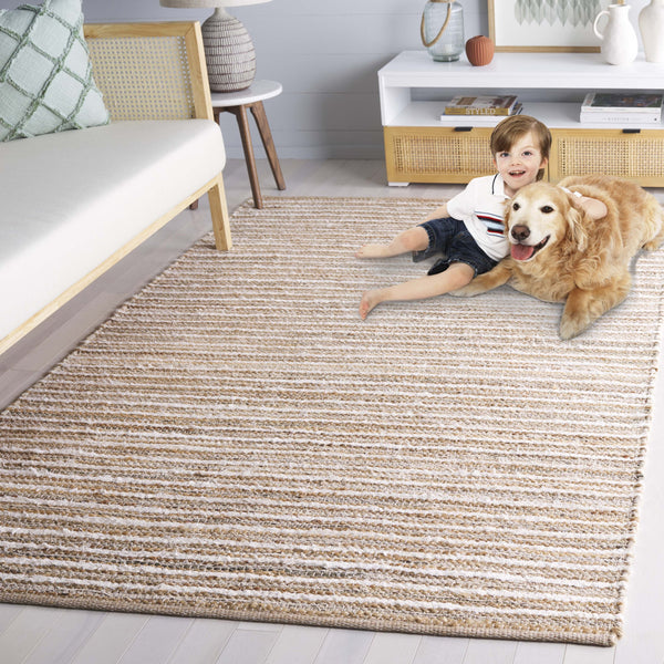 Safavieh Cape Cod Handwoven Area Rug – Modern Minimalist Stripe Design For Elegant Home Decor With Comfort Natural ,Beige 35% Jute,35% Canvas,30% Cotton Cap152b-3