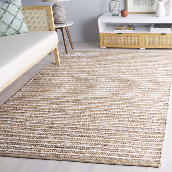 Safavieh Cape Cod Handwoven Area Rug – Modern Minimalist Stripe Design For Elegant Home Decor With Comfort Natural ,Beige 35% Jute,35% Canvas,30% Cotton Cap152b-3