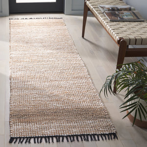 Safavieh Cape Woven Coastal Area Rug In Ivory Beige With Fringe — Hand‑Woven Jute, Denim & Cotton Texture, Low Pile 5'-0" x 8'-0" CAP153A-5
