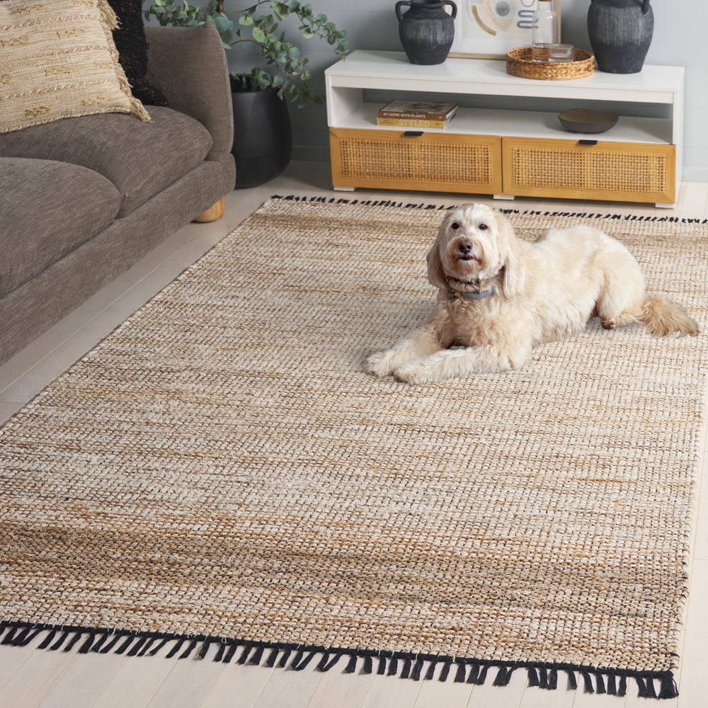 Safavieh Cape Woven Ivory Beige Area Rug With Fringe — Handwoven Denim­Jute Blend, Low‑Profile Coastal Charm 4'-0" x 6'-0" CAP153A-4