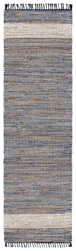 Safavieh Cape Hand-Woven Light Blue Area Rug With Fringe — Coastal Artisan Denim-Jute Blend, Low Pile Comfort 4'-0" x 6'-0" CAP153L-4