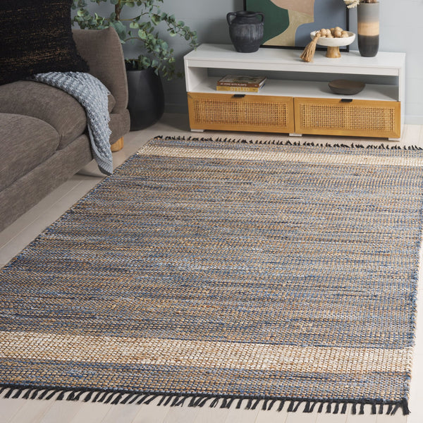 Safavieh Cape Handwoven Light Blue Coastal Rug With Fringe — Durable Denim-Jute Blend, Low-Profile Elegance 3'-0" x 5'-0" CAP153L-3