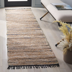 Safavieh Cape Coastal Hand-Woven Rug In Blue And Beige With Subtle Stripes, Durable Denim-Jute Blend, Fringe 3'-0" x 5'-0" CAP153M-3