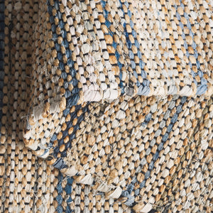 Safavieh Cape Hand-Woven Coastal Blue And Beige Area Rug With Fringe, Low-Profile Pile And Artisan Texture 4'-0" x 6'-0" CAP153M-4