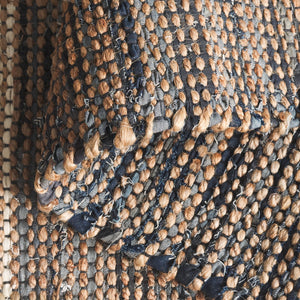 Safavieh Cape Coastal-Boho Handwoven Rug 5X8 Navy Beige Fringe — Low-Profile Denim Jute Cotton Blend Rug 6'-0" x 9'-0" CAP153N-6