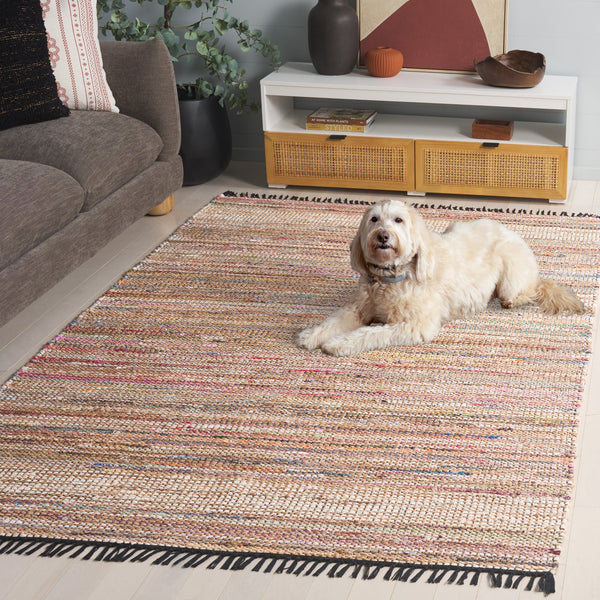 Safavieh Cape Hand-Woven Coastal Pink Beige Striped Area Rug With Multicolor Accents And Fringed Edges, Eco-Friendly 4'-0" x 6'-0" CAP153U-4