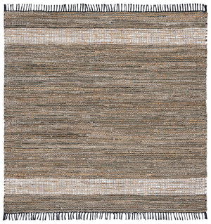 Safavieh Cape Hand-Woven Coastal Boho Rug In Green Beige With Fringe, Durable Denim-Jute Blend Texture 6'-0" x 9'-0" CAP153Y-6