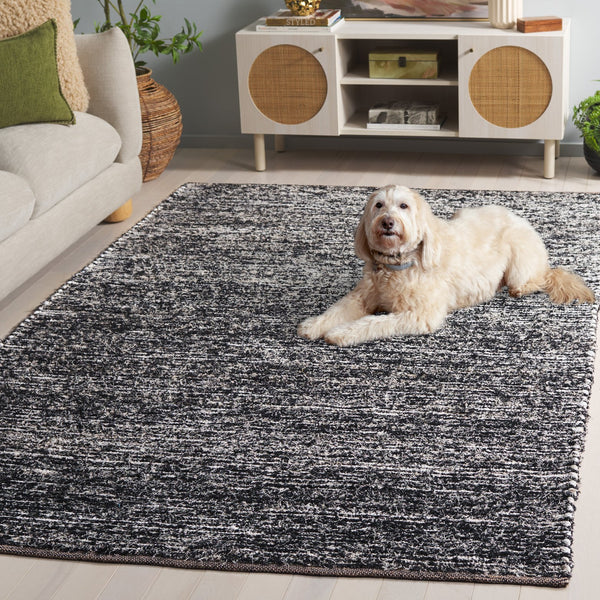 Safavieh Cape Cod Handwoven Ivory And Black Abstract Area Rug — Artisanal Texture, Low-Profile Plush, Durable Classic 6'-0" x 6'-0" CAP154A-6SQ