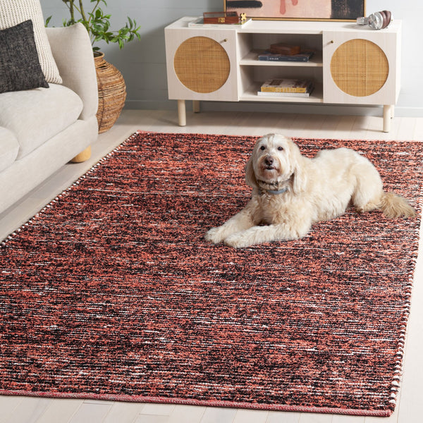Safavieh Cape Handwoven Orange And Black Modern Area Rug — Low-Profile 3/8" Pile, Durable Stain-Resistant Blend 4'-0" x 6'-0" CAP154P-4