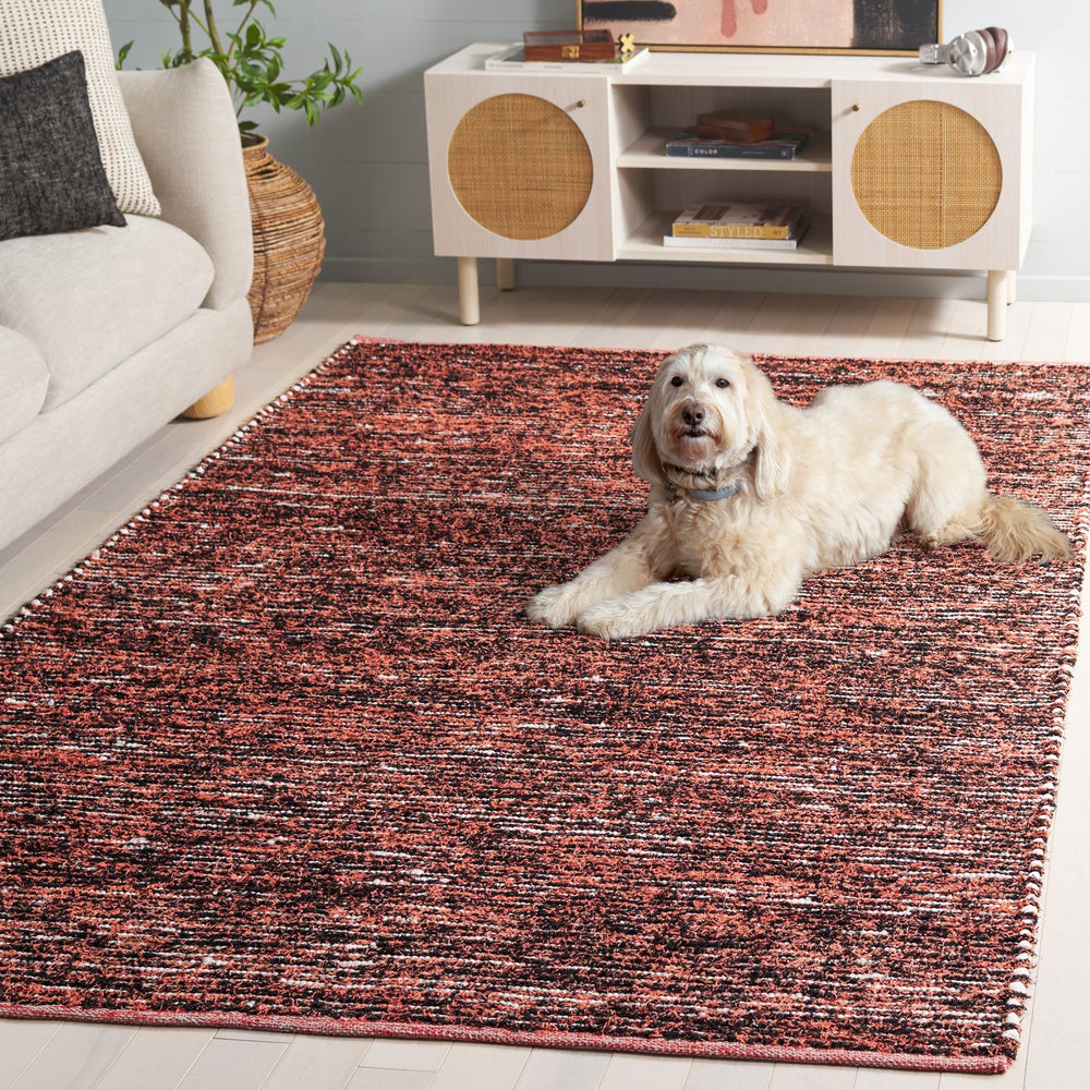 Safavieh Cape Handwoven Round Area Rug In Vibrant Orange And Black Abstract Motif — Durable, Colorfast, Artisanal Statement Piece For Modern Interiors 6'-0" x 6'-0" CAP154P-6R