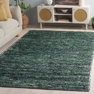Safavieh Cape Handwoven Green And Black Area Rug — Rustic Abstract-Modern Design, Low-Profile Pile, Durable Comfort 4'-0" x 6'-0" CAP154Y-4
