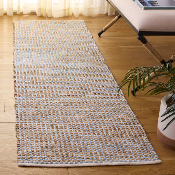 Safavieh Cape Coastal Hand-Loomed Jute-Cotton Rug In Light Blue And Natural — Low-Profile, Durable Accent Piece 4'-0" x 6'-0" CAP175K-4