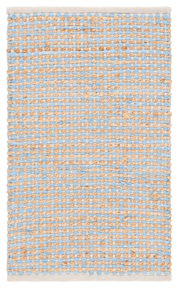 Safavieh Cape Coastal Hand-Loomed Area Rug In Natural And Light Blue — Low-Profile Cotton Jute Texture 6'-0" x 9'-0" CAP175K-6