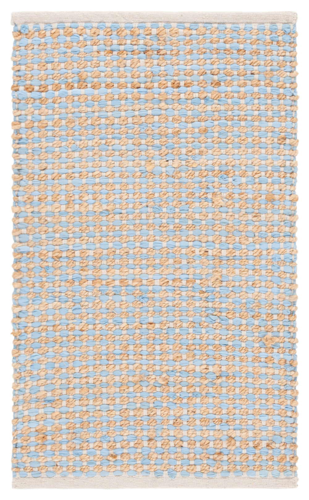 Safavieh Cape Hand-Loomed Natural Jute Cotton Rug With Light Blue Accents, Low-Profile Coastal Texture And Durability 8'-0" x 10'-0" CAP175K-8