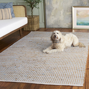 Safavieh Cape Coastal Hand-Loomed Jute-Cotton Rug In Light Blue And Natural — Low-Profile, Durable Accent Piece 4'-0" x 6'-0" CAP175K-4