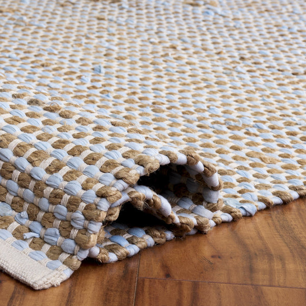 Safavieh Cape Coastal Hand-Loomed Jute-Cotton Rug In Light Blue And Natural — Low-Profile, Durable Accent Piece 4'-0" x 6'-0" CAP175K-4