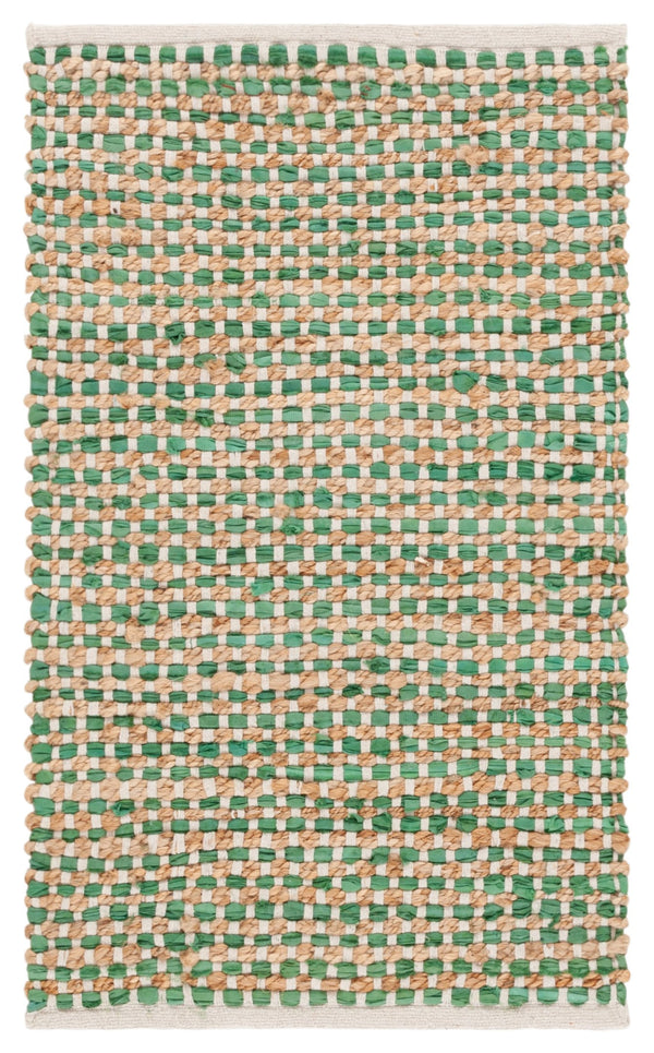 Safavieh Cape Coastal Runner In Natural & Green — Hand-Loomed Cotton-Jute, Low-Profile Pile, Durable Texture 2'-3" x 8'-0" CAP175Y-28