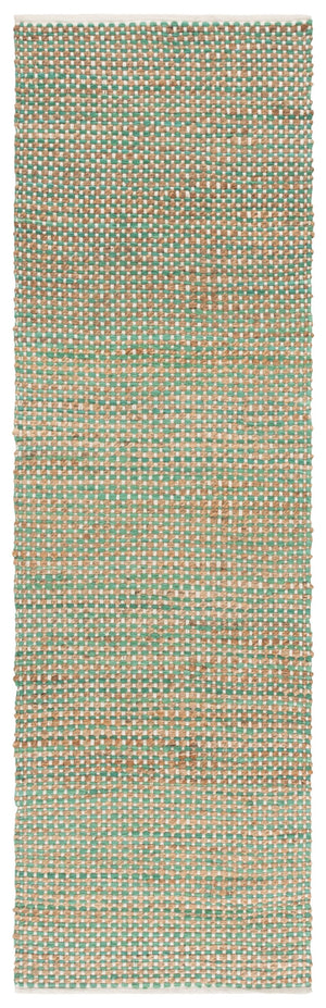 Safavieh Cape Coastal Runner In Natural & Green — Hand-Loomed Cotton-Jute, Low-Profile Pile, Durable Texture 2'-3" x 8'-0" CAP175Y-28