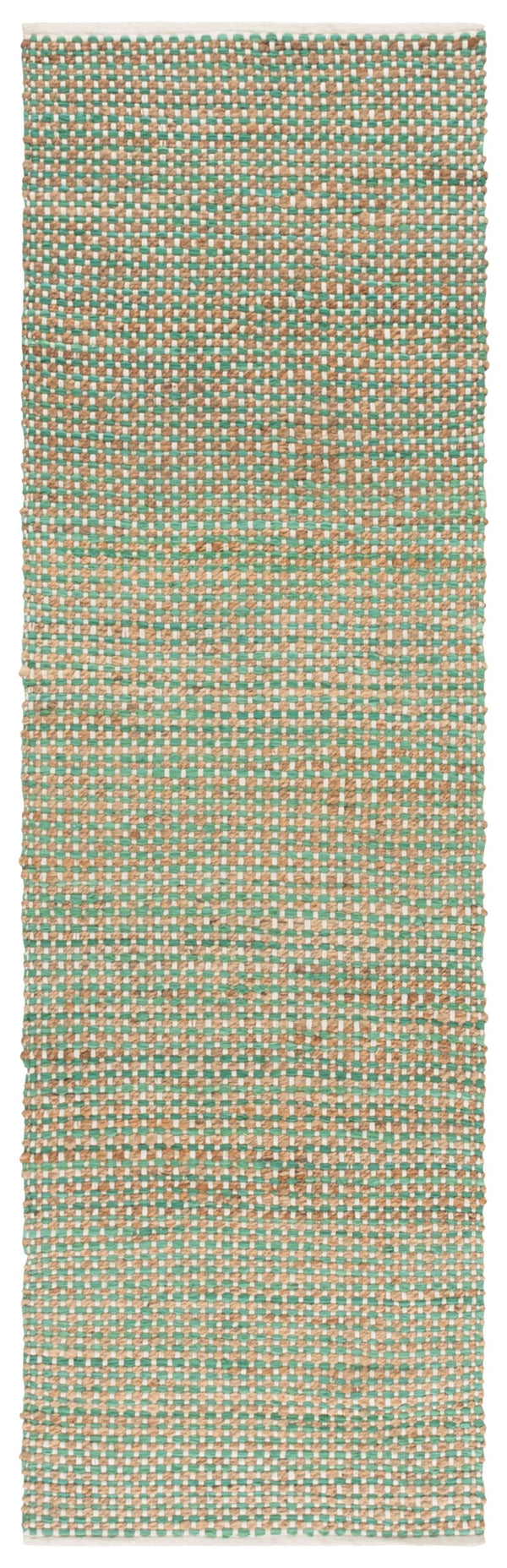 Safavieh Cape Coastal Runner In Natural & Green — Hand-Loomed Cotton-Jute, Low-Profile Pile, Durable Texture 2'-3" x 8'-0" CAP175Y-28
