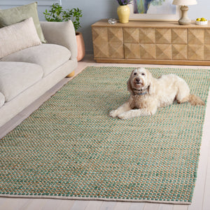 Safavieh Cape Hand-Loomed Natural & Green Area Rug — Low-Profile Cotton-Jute Blend, Coastal Boho Texture 3'-0" x 5'-0" CAP175Y-3