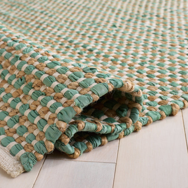 Safavieh Cape Hand-Loomed Cotton-Jute Area Rug In Natural And Green Tones, Low-Pile Coastal Chic For Living Spaces 8'-0" x 10'-0" CAP175Y-8