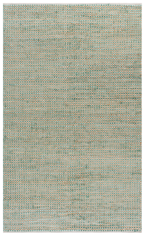 Safavieh Cape Coastal Runner In Natural & Green — Hand-Loomed Cotton-Jute, Low-Profile Pile, Durable Texture 2'-3" x 8'-0" CAP175Y-28
