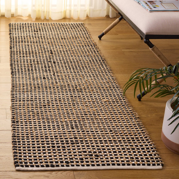 Safavieh Cape Cod Hand-Loomed Natural And Black Area Rug — Low-Profile Jute-Cotton Texture For Coastal Style 8'-0" x 10'-0" CAP175Z-8
