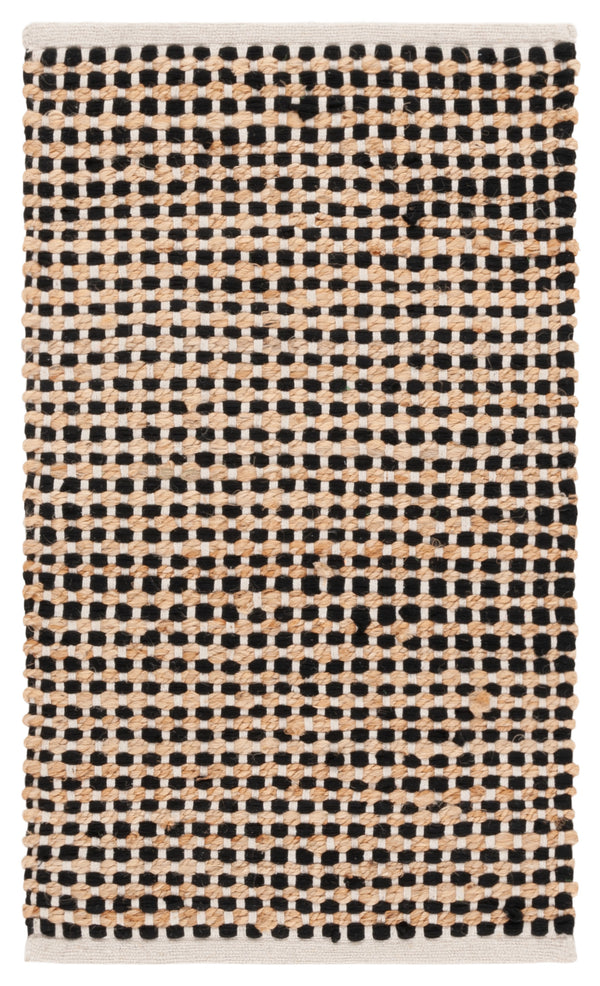 Safavieh Cape Hand-Loomed Cotton-Jute Area Rug In Natural & Black Geometric Texture, Low-Profile Coastal Chic 6'-0" x 9'-0" CAP175Z-6