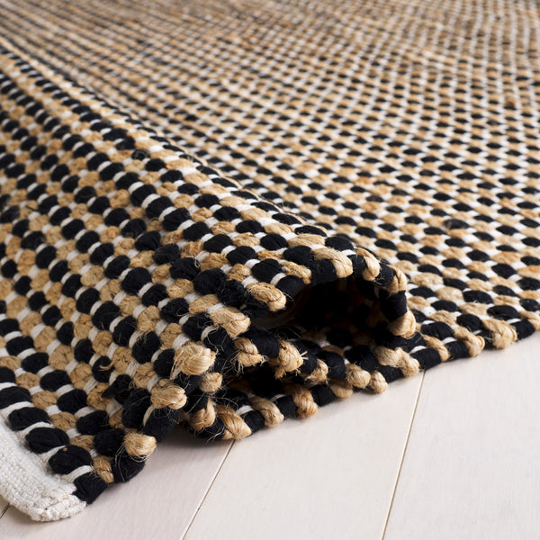 Safavieh Cape Hand-Loomed Natural Black Area Rug — Coastal Geometric Cotton-Jute Blend, Low-Profile Durable Style 3'-0" x 5'-0" CAP175Z-3