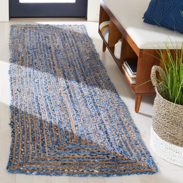Safavieh Cape Cod Hand-Woven Jute Cotton Striped Runner Rug for Hallways and Entryways CAP202M-222