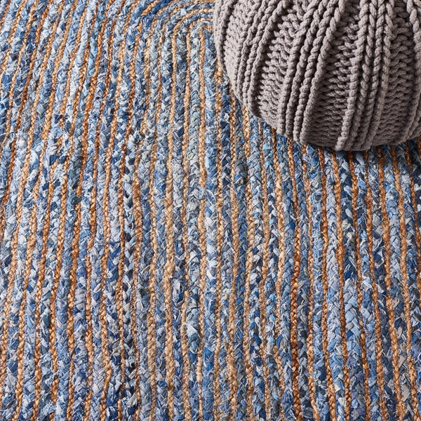 Safavieh Cape Cod Hand Woven Jute Cotton Round Rug Bohemian Stripe Accent for Entryways CAP202M-3R