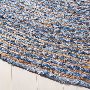 Safavieh Cape Cod Hand Woven Jute Cotton Round Rug Bohemian Stripe Accent for Entryways CAP202M-3R