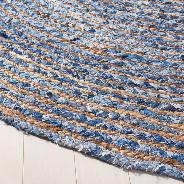 Safavieh Cape Cod Hand Woven Jute Cotton Round Rug Bohemian Stripe Accent for Entryways CAP202M-3R