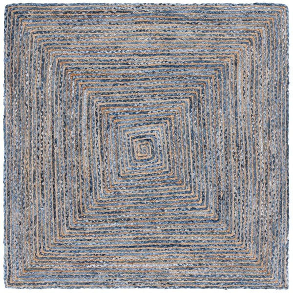 Safavieh Cape Cod Hand Woven Jute Cotton Flatweave Rug Striped Bohemian Accent for Entryways CAP202M-3SQ