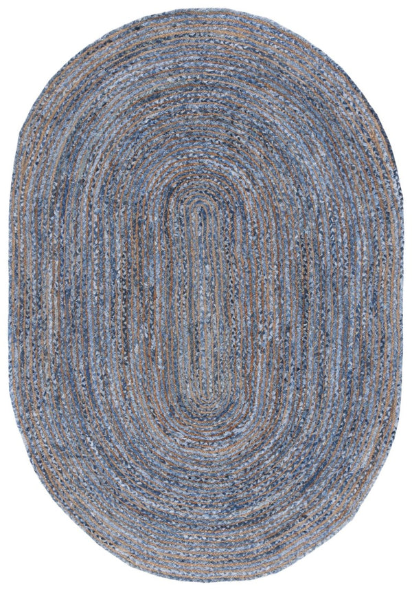 Safavieh Cape Cod Hand Woven Jute Cotton Oval Flatweave Rug Striped Bohemian Coastal Accent CAP202M-5OV