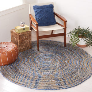 Safavieh Cape Cod Hand Woven Jute Cotton Round Rug Bohemian Stripe for Living Room Bedroom CAP202M-5R