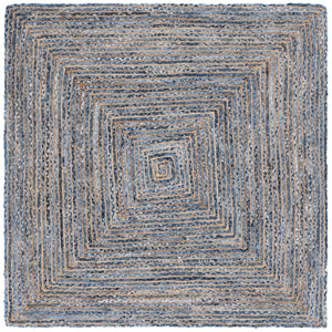 Safavieh Cape Cod Handwoven Jute Cotton Striped Rug Artisan Bohemian Flatweave for Living Rooms CAP202M-5SQ